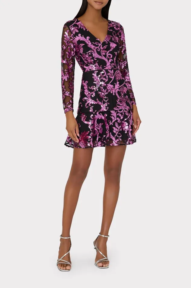 Milly Dresses Women Tove Tassel Paisley Sequins Dress Pink Multi Milly Dresses Women Tove Tassel Paisley Sequins Dress Pink Multi