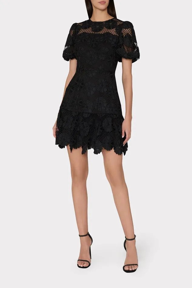 Milly Dresses Women Yasmin Daisy Lace Dress Black
