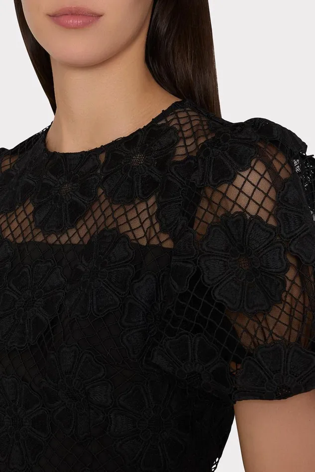 Milly Dresses Women Yasmin Daisy Lace Dress Black