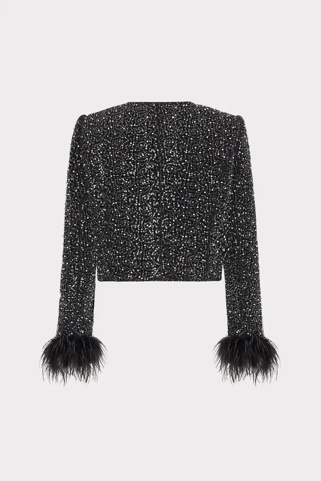 Milly Matching Sets Women Aya Beaded Tweed Jacket Black Milly Matching Sets Women Aya Beaded Tweed Jacket Black