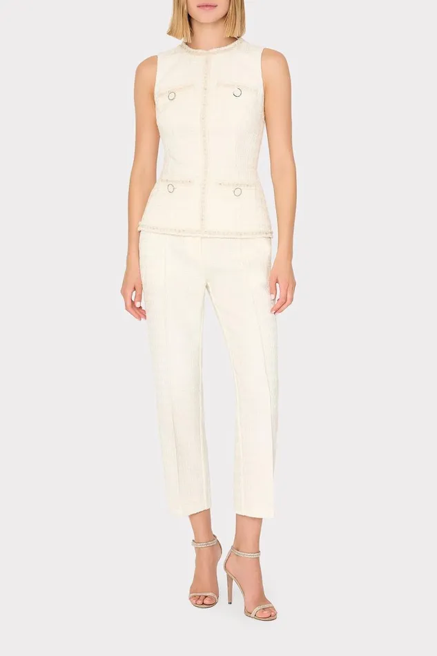 Milly Matching Sets Women Betsy Boucle Pant Ecru Milly Matching Sets Women Betsy Boucle Pant Ecru