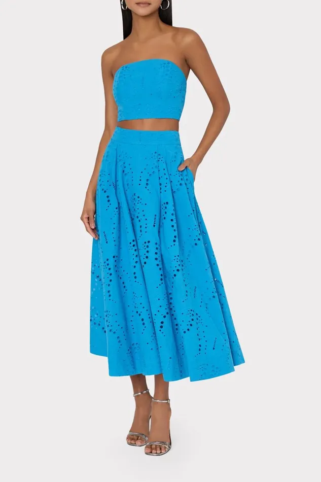 Milly Matching Sets Women Butterfly Eyelet Skirt Blue Milly Matching Sets Women Butterfly Eyelet Skirt Blue