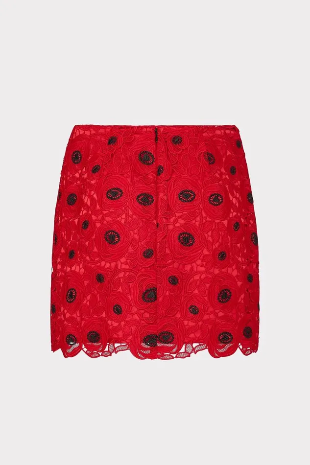 Milly Matching Sets Women Embroidered Lace Modern Mini Skirt Redblack Milly Matching Sets Women Embroidered Lace Modern Mini Skirt Redblack