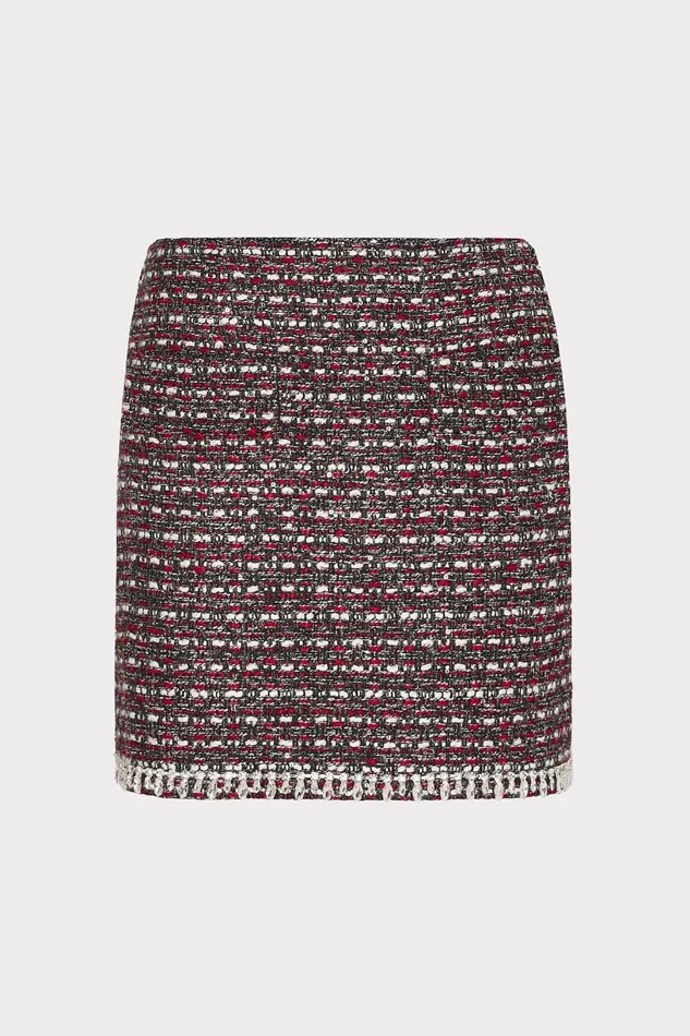 Milly Matching Sets Women Nika Tweed Crystal Embellished Mini Skirt Scarlet Multi