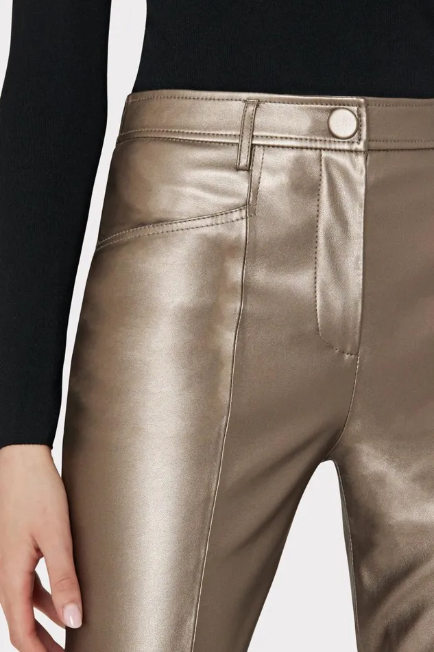 Milly Pants Women Rue Vegan Leather Pants Silver