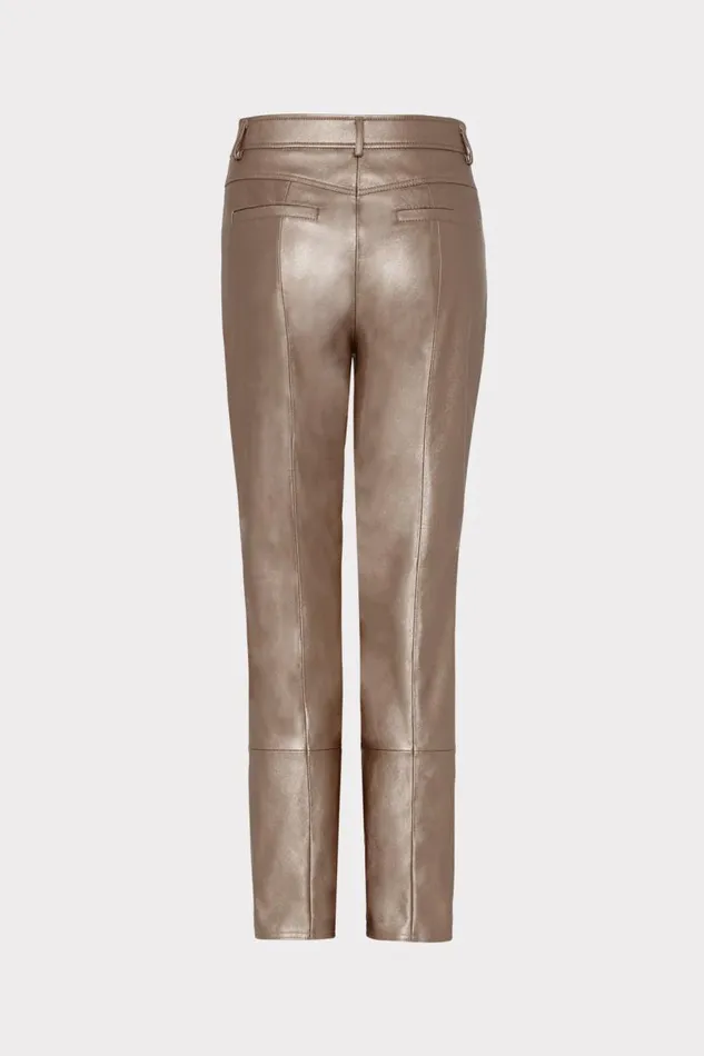Milly Pants Women Rue Vegan Leather Pants Silver