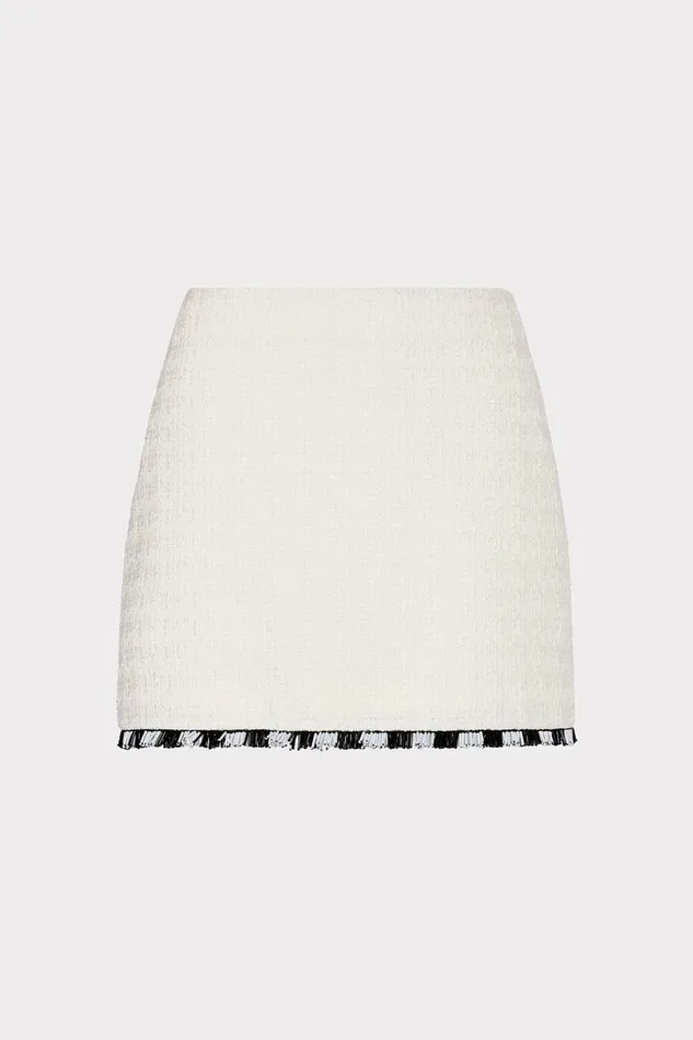 Milly Skirts Women Jayla Beaded Fringe Mini Skirt Ecru