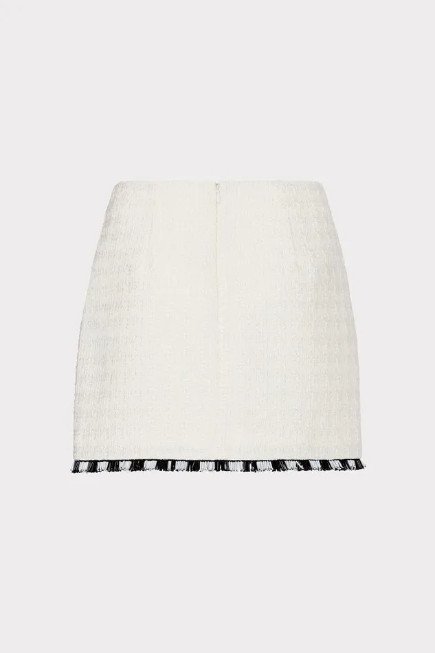 Milly Skirts Women Jayla Beaded Fringe Mini Skirt Ecru Milly Skirts Women Jayla Beaded Fringe Mini Skirt Ecru