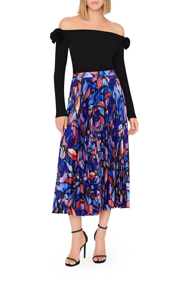 Milly Skirts Women Otha Dream Rose Pleated Skirt Dream Rose Blue Milly Skirts Women Otha Dream Rose Pleated Skirt Dream Rose Blue
