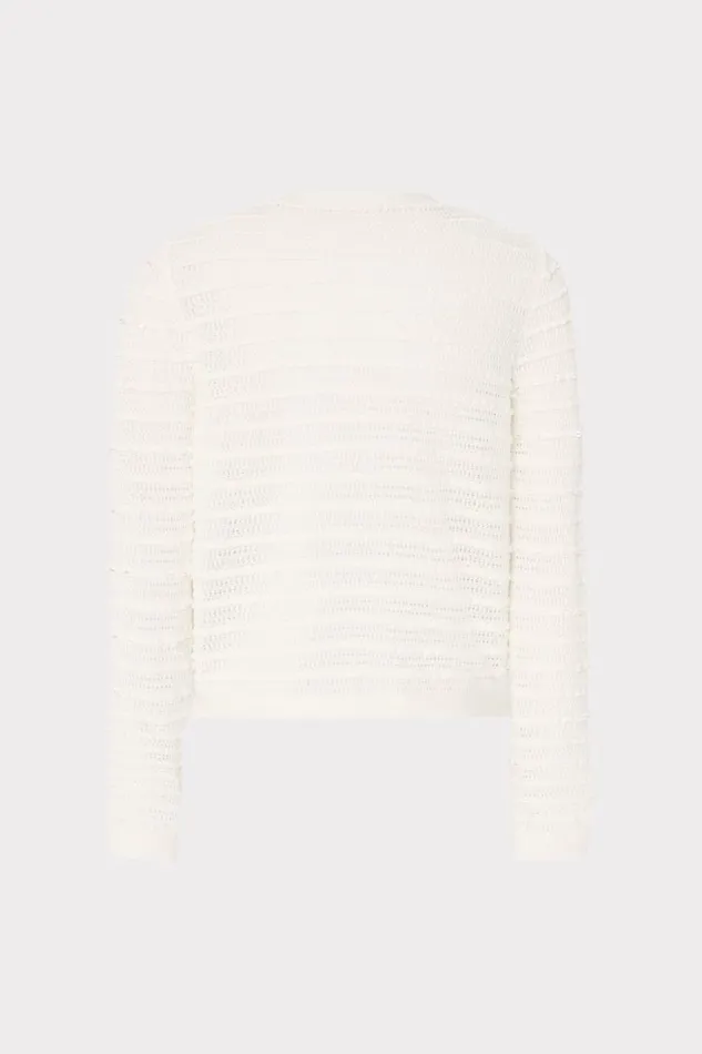 Milly Sweaters and Knits Women Beaded Textured Cardigan Ecru Milly Sweaters and Knits Women Beaded Textured Cardigan Ecru