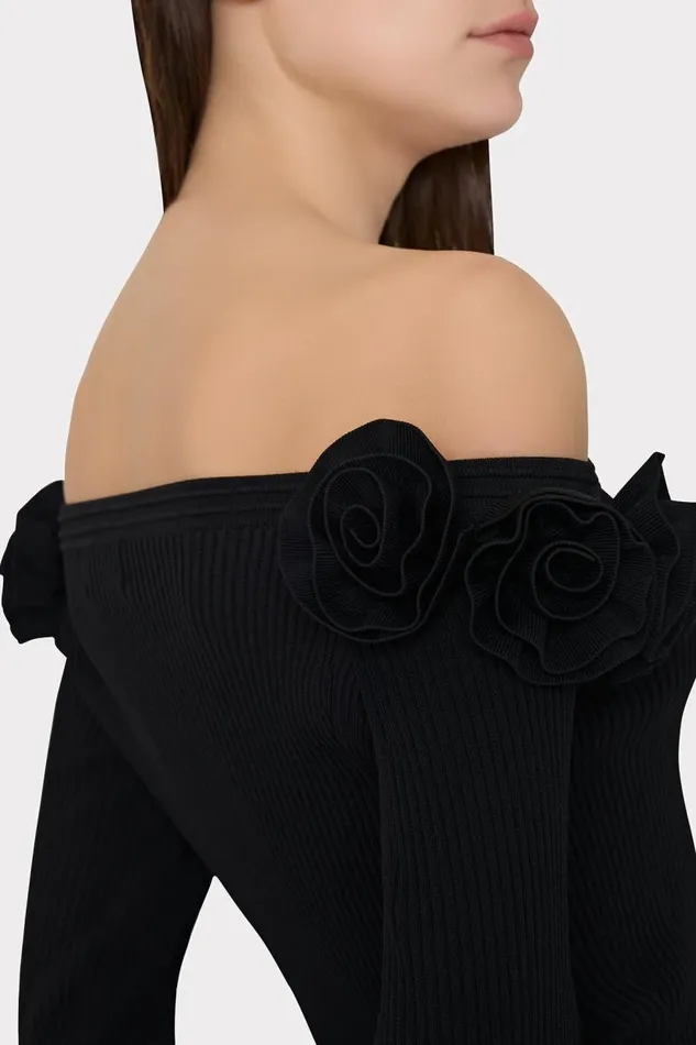 Milly Sweaters and Knits Women Kayla Off The Shoulder Knit Top Black Milly Sweaters and Knits Women Kayla Off The Shoulder Knit Top Black