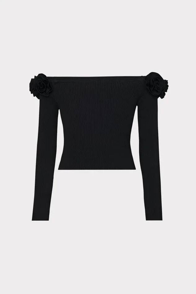 Milly Sweaters and Knits Women Kayla Off The Shoulder Knit Top Black Milly Sweaters and Knits Women Kayla Off The Shoulder Knit Top Black