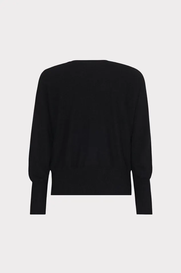 Milly Sweaters and Knits Women Racer VNeck Sweater Blackecru Milly Sweaters and Knits Women Racer VNeck Sweater Blackecru