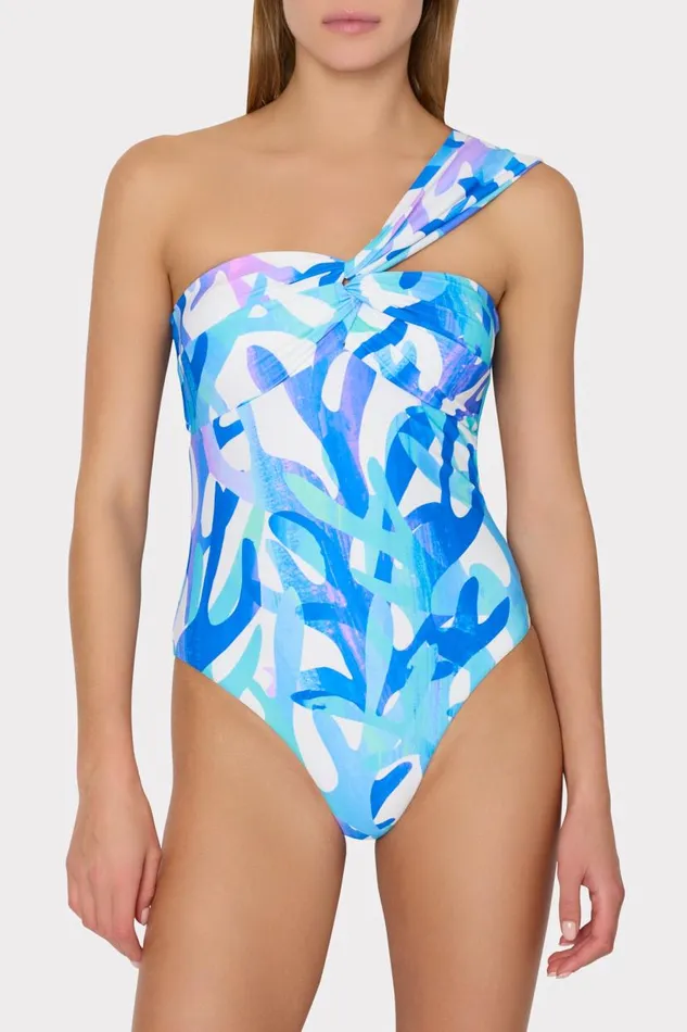 Milly Swim and Coverups Women Betsy Italian Under The Sea Bandeau One Piece Blue Multi Milly Swim and Coverups Women Betsy Italian Under The Sea Bandeau One Piece Blue Multi
