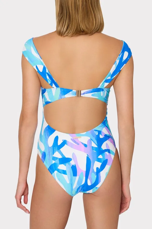 Milly Swim and Coverups Women Betsy Italian Under The Sea Bandeau One Piece Blue Multi Milly Swim and Coverups Women Betsy Italian Under The Sea Bandeau One Piece Blue Multi