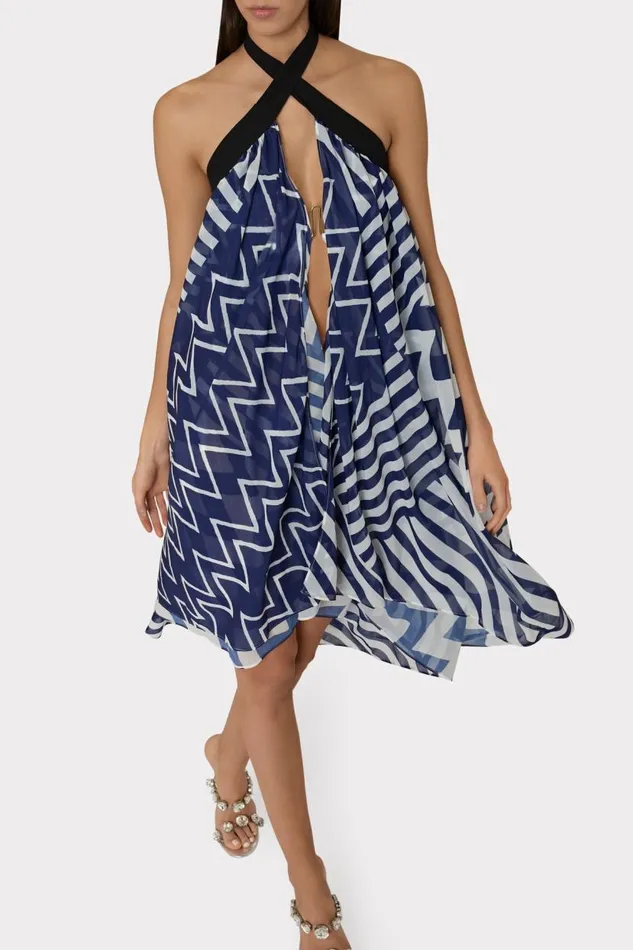 Milly Swim and Coverups Women Convertible Patchwork Chevron Skirt Bluewhite Milly Swim and Coverups Women Convertible Patchwork Chevron Skirt Bluewhite