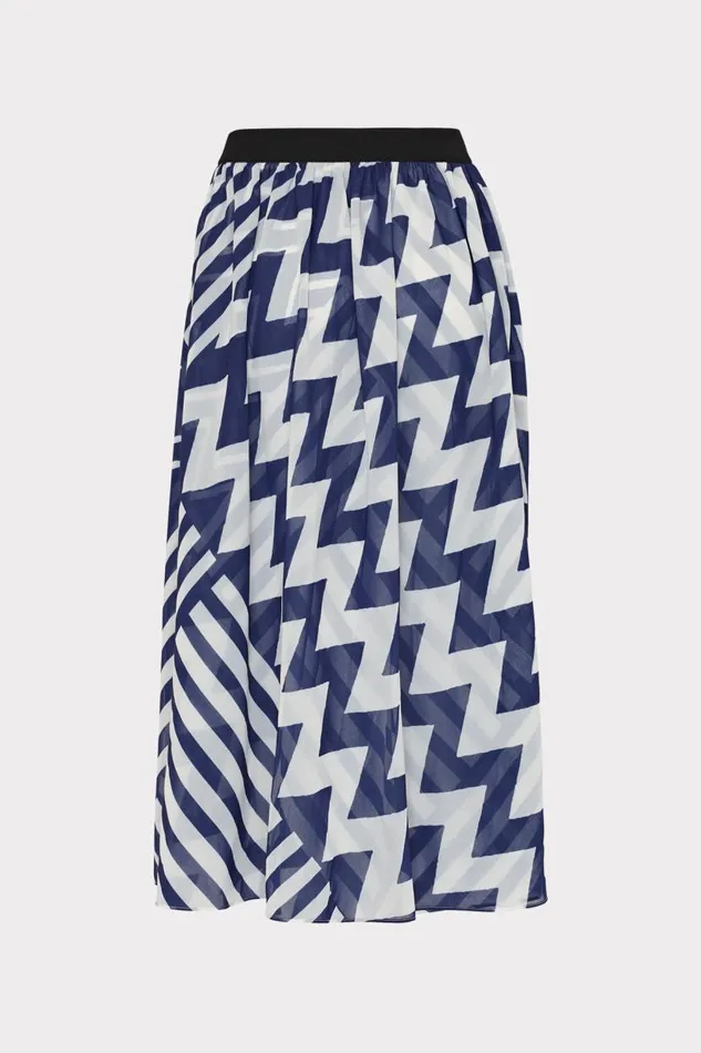 Milly Swim and Coverups Women Convertible Patchwork Chevron Skirt Bluewhite Milly Swim and Coverups Women Convertible Patchwork Chevron Skirt Bluewhite