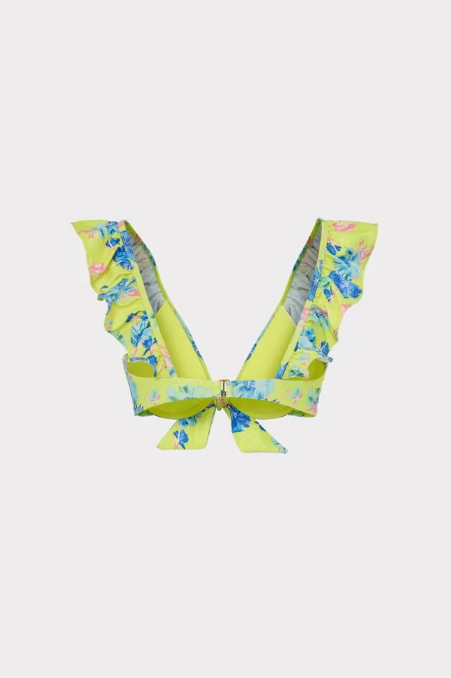 Milly Swim and Coverups Women Floating Cosmos Ruffle Bikini Top Neon Yellow Milly Swim and Coverups Women Floating Cosmos Ruffle Bikini Top Neon Yellow