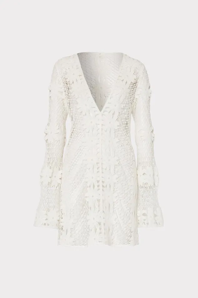 Milly Swim and Coverups Women Floral Crochet Coverup Dress White