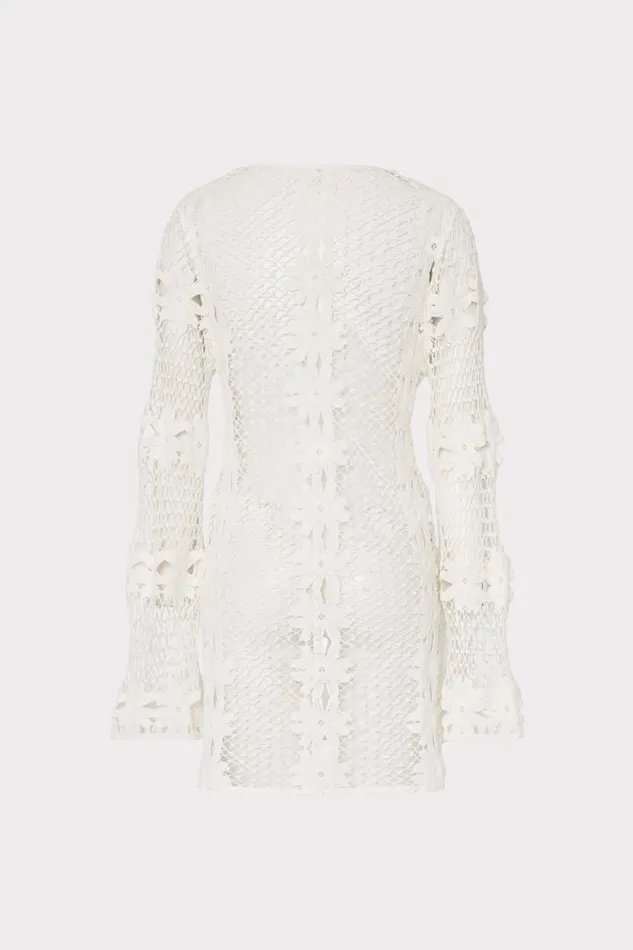 Milly Swim and Coverups Women Floral Crochet Coverup Dress White