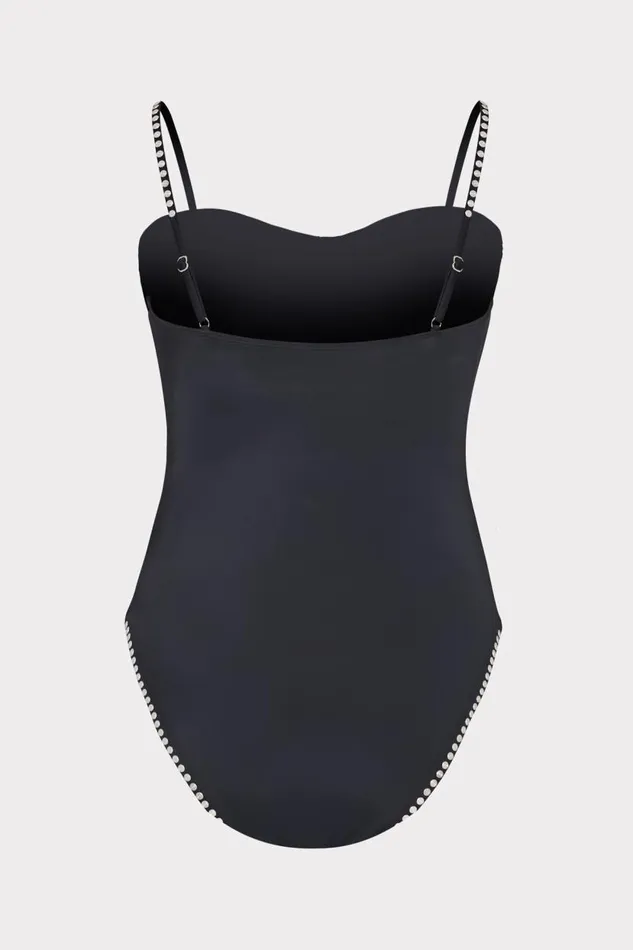 Milly Swim and Coverups Women Heat Set Embellishment Underwire One Piece Black Milly Swim and Coverups Women Heat Set Embellishment Underwire One Piece Black