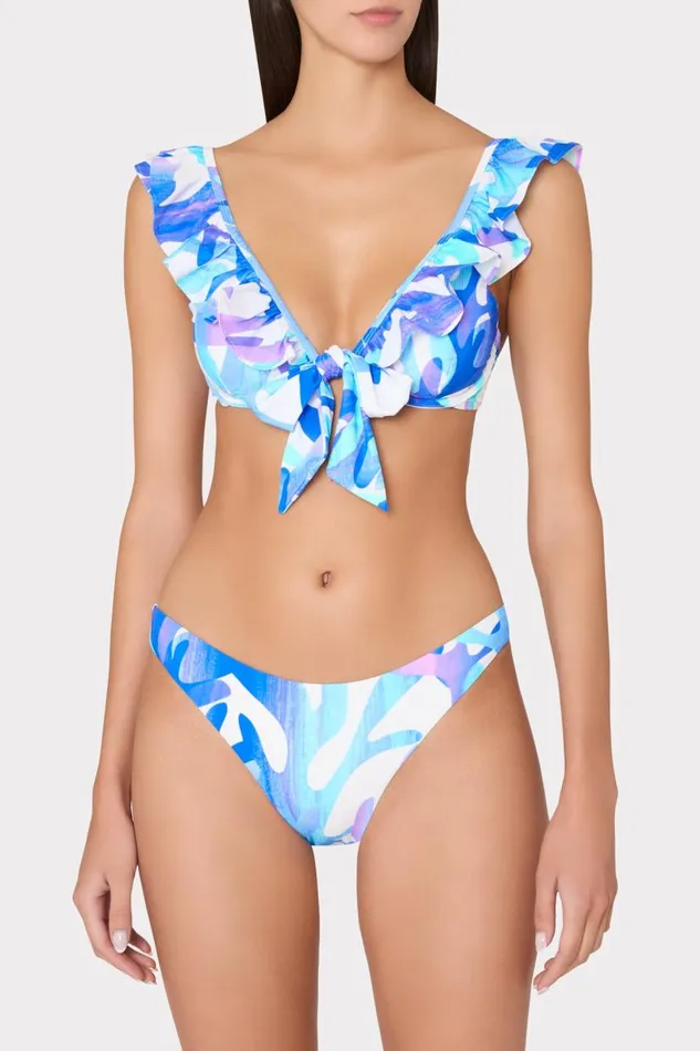 Milly Swim and Coverups Women Italian Under The Sea Ruffle Bikini Top Blue Multi Milly Swim and Coverups Women Italian Under The Sea Ruffle Bikini Top Blue Multi
