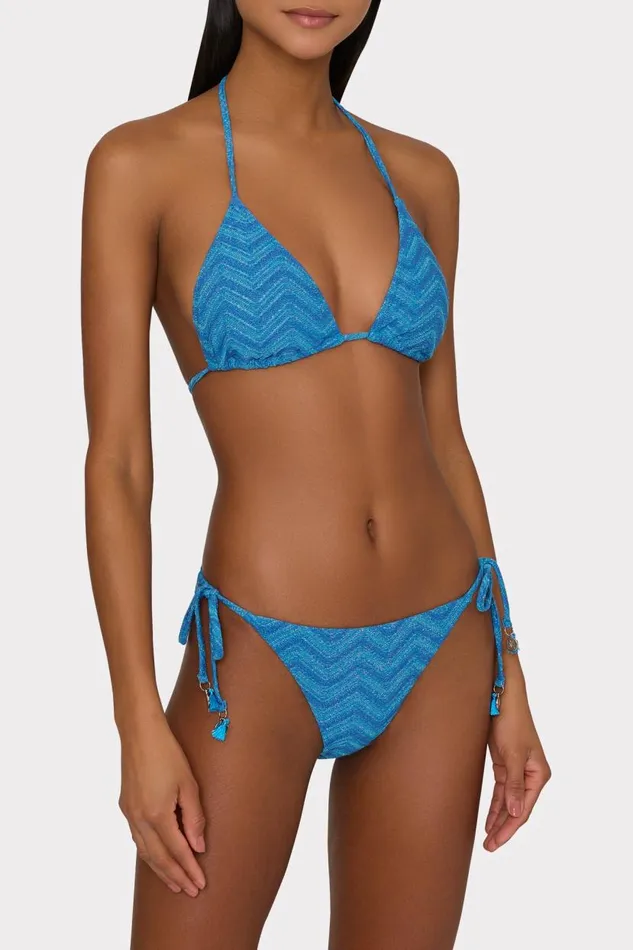 Milly Swim and Coverups Women Jacquard String Bikini Top Blue Multi Milly Swim and Coverups Women Jacquard String Bikini Top Blue Multi