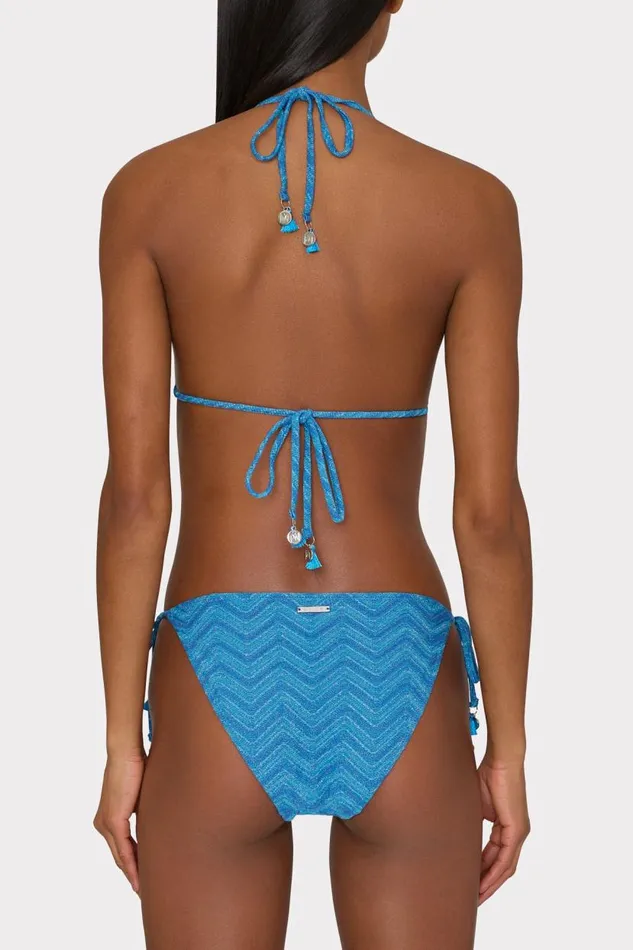 Milly Swim and Coverups Women Jacquard String Bikini Top Blue Multi Milly Swim and Coverups Women Jacquard String Bikini Top Blue Multi