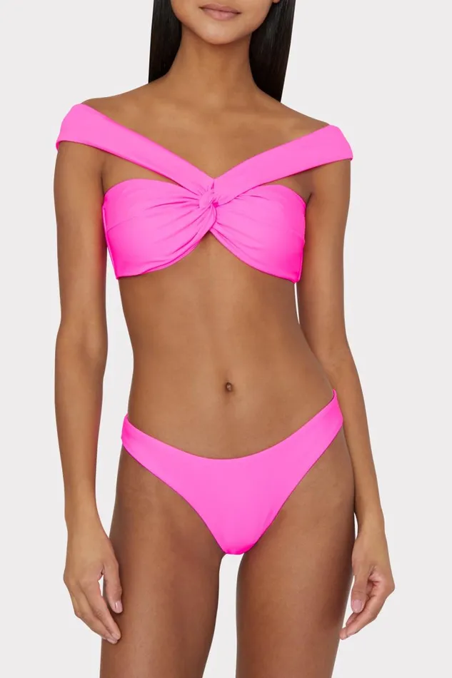 Milly Swim and Coverups Women Margot Bikini Bottom Neon Pink Milly Swim and Coverups Women Margot Bikini Bottom Neon Pink