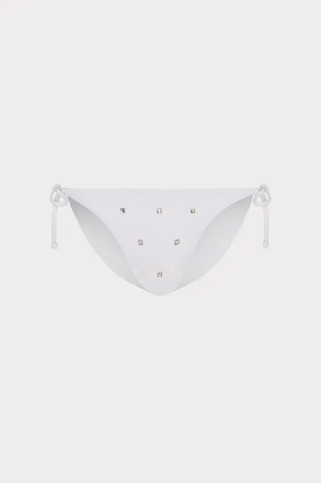 Milly Swim and Coverups Women Millie Diamond Heat Set String Bikini Bottom White Milly Swim and Coverups Women Millie Diamond Heat Set String Bikini Bottom White