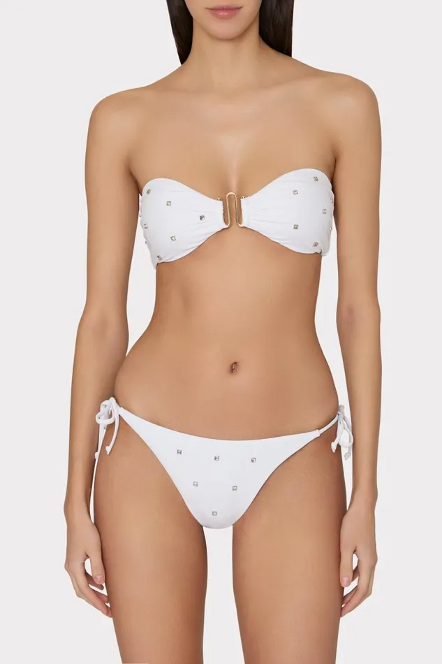 Milly Swim and Coverups Women Millie Diamond Heat Set String Bikini Bottom White Milly Swim and Coverups Women Millie Diamond Heat Set String Bikini Bottom White