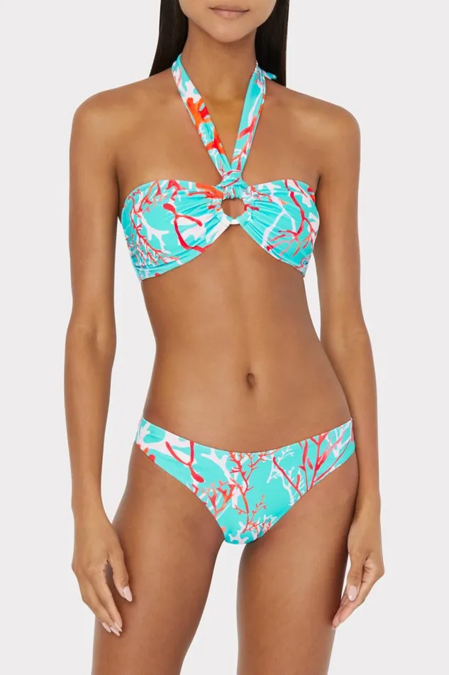 Milly Swim and Coverups Women Monique Bandeau Halter Top Aqua Multi Milly Swim and Coverups Women Monique Bandeau Halter Top Aqua Multi