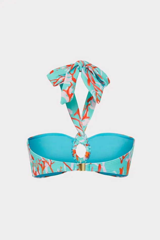 Milly Swim and Coverups Women Monique Bandeau Halter Top Aqua Multi Milly Swim and Coverups Women Monique Bandeau Halter Top Aqua Multi