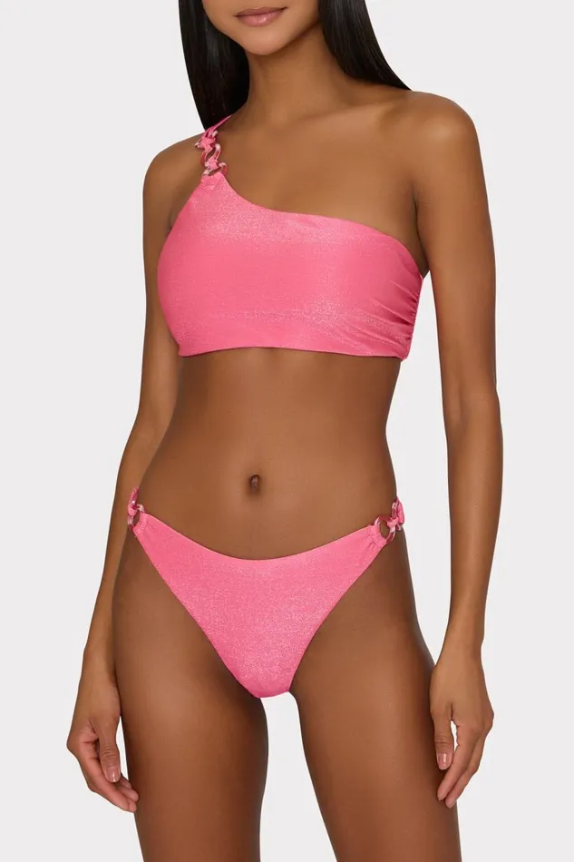 Milly Swim and Coverups Women ORing Bikini Bottom Shimmer Pink Milly Swim and Coverups Women ORing Bikini Bottom Shimmer Pink