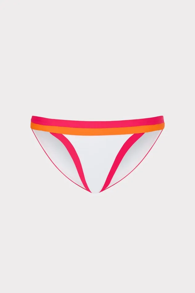 Milly Swim and Coverups Women Positano Color Block Bikini Bottom Pink Multi
