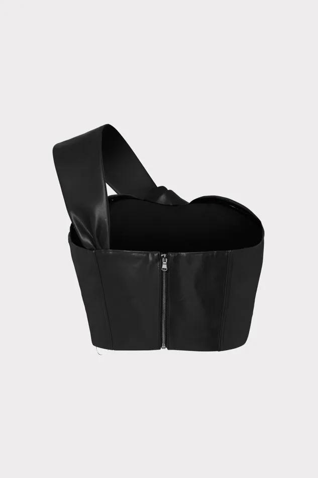 Milly Tops Women Vegan Leather Top Black Milly Tops Women Vegan Leather Top Black