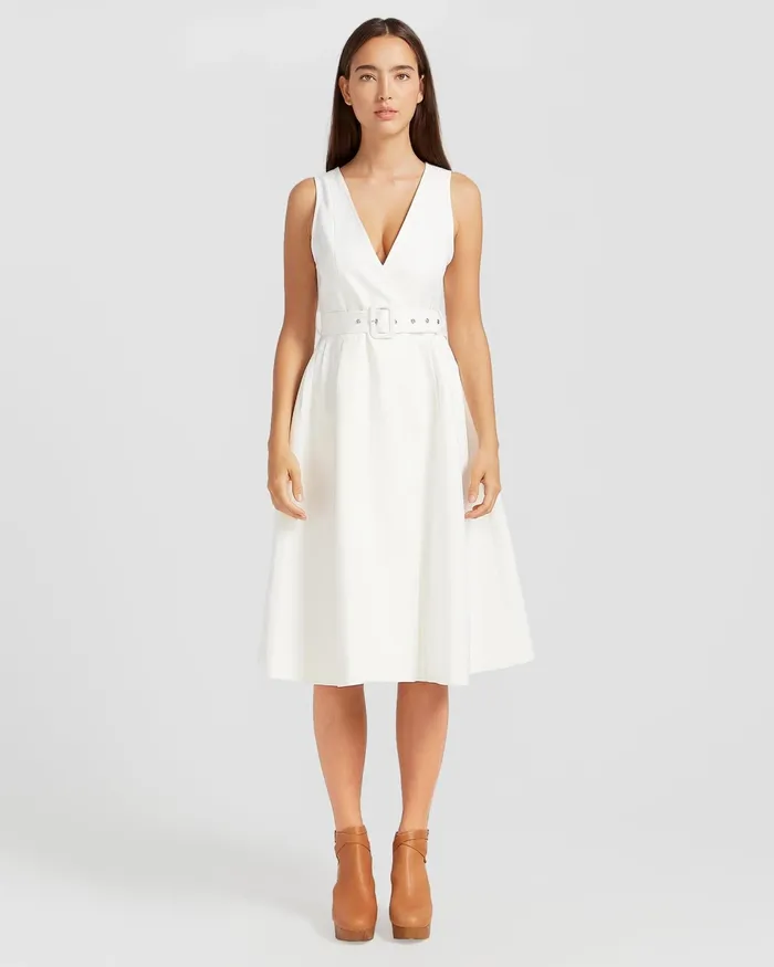 Miss Independence Midi Dress 8211 OffWhite Women Dresses Belle and Bloom