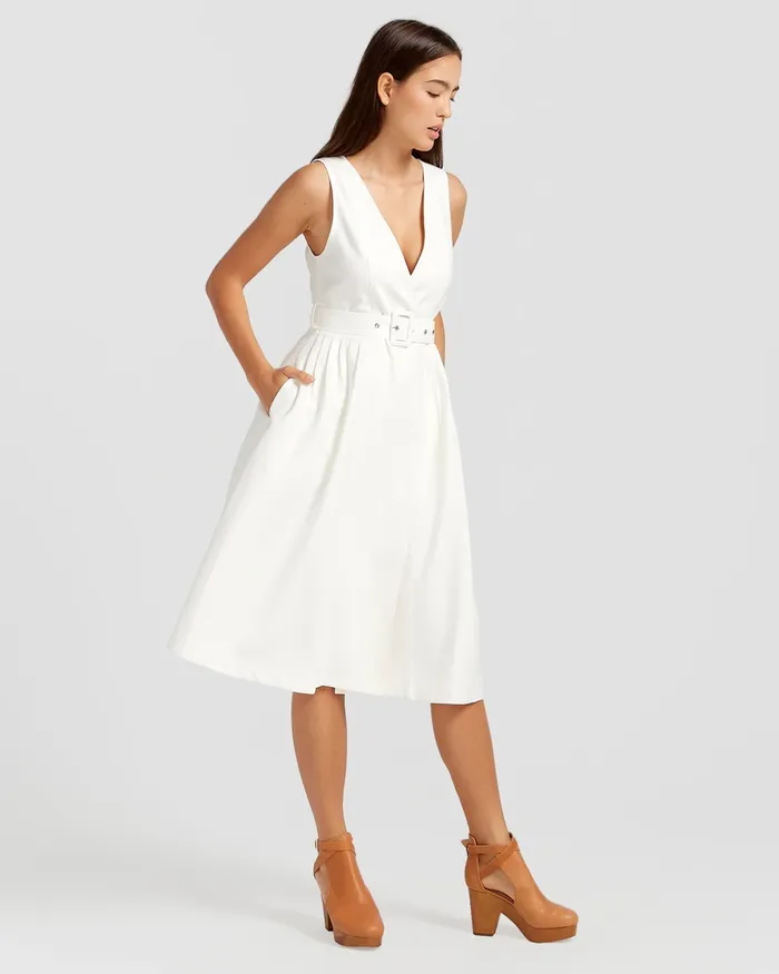 Miss Independence Midi Dress 8211 OffWhite Women Dresses Belle and Bloom