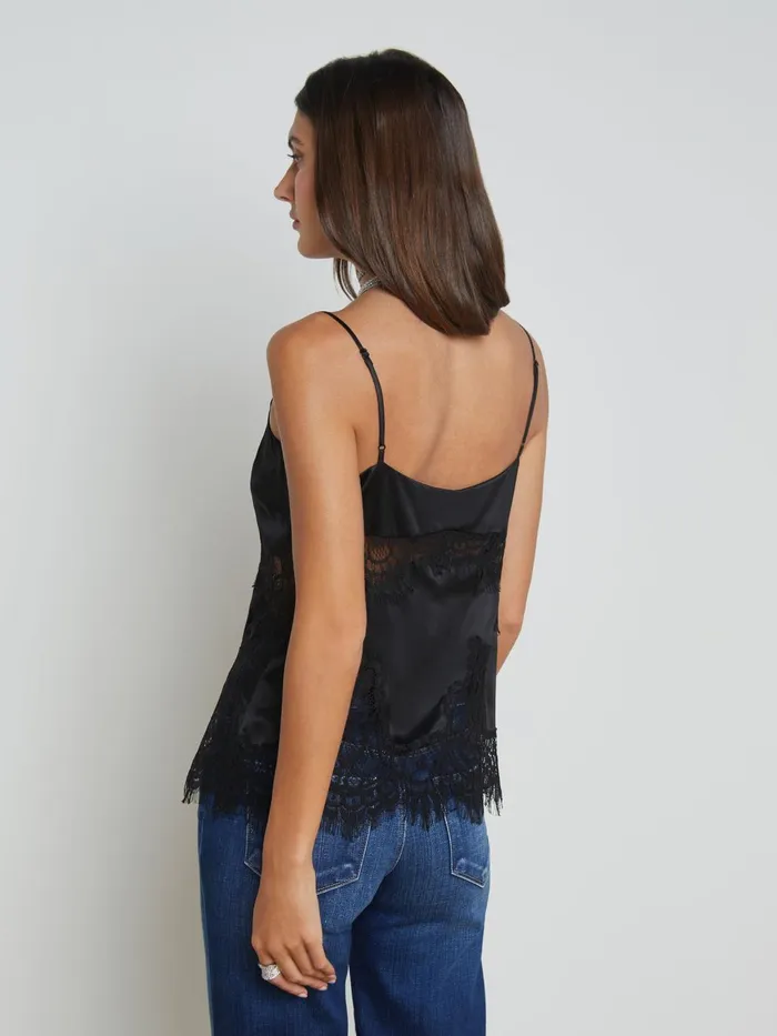Mitsu Silk Lace Camisole Black Women L039Agence Camisoles and Tanks