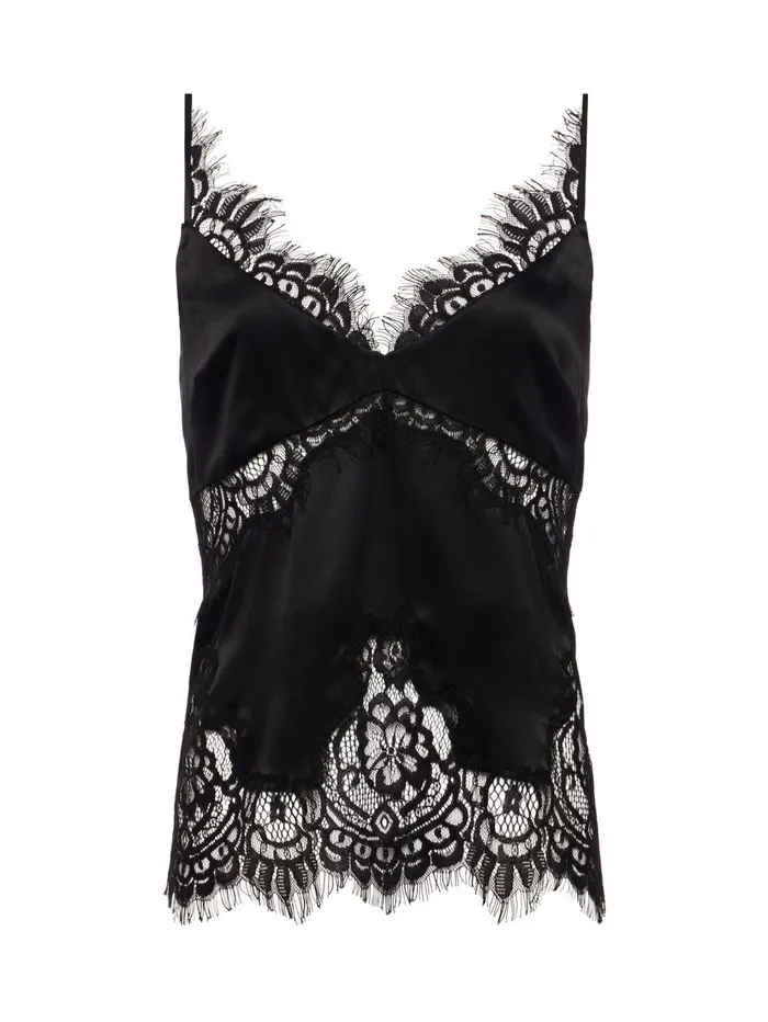 Mitsu Silk Lace Camisole Black Women L039Agence Camisoles and Tanks