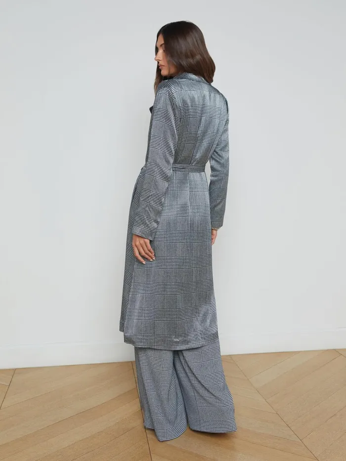 Moda Satin Trench Coat Whiteblack Glen Plaid Women L039Agence Blazers and Jackets Moda Satin Trench Coat Whiteblack Glen Plaid Women L039Agence Blazers and Jackets