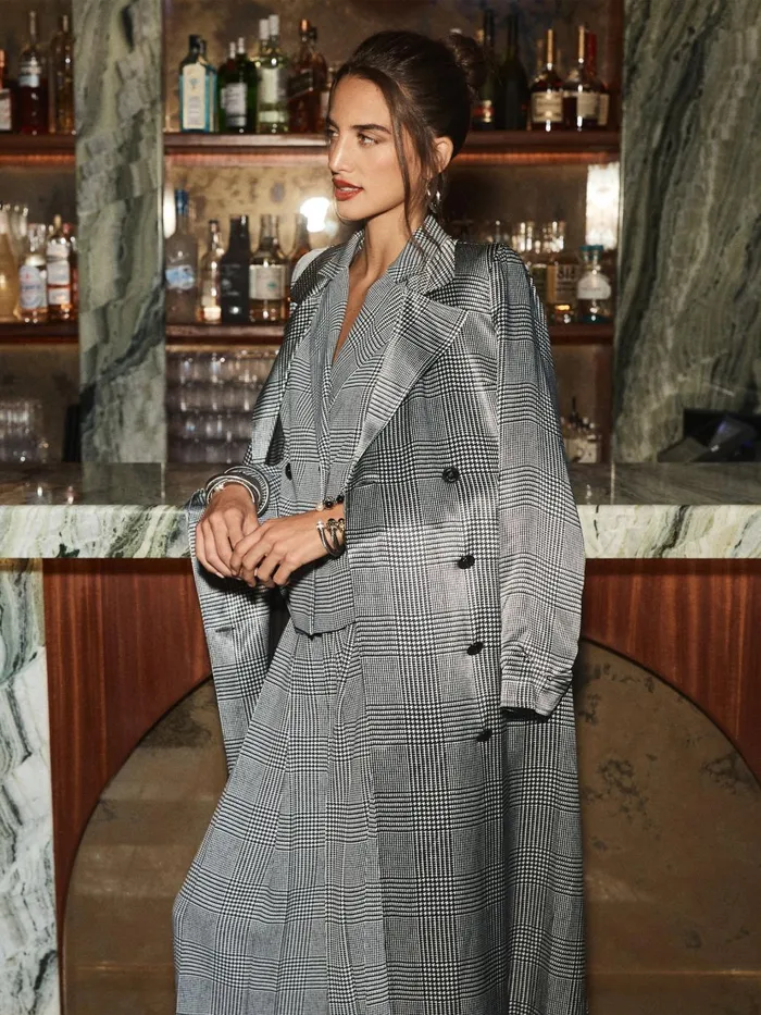 Moda Satin Trench Coat Whiteblack Glen Plaid Women L039Agence Blazers and Jackets Moda Satin Trench Coat Whiteblack Glen Plaid Women L039Agence Blazers and Jackets