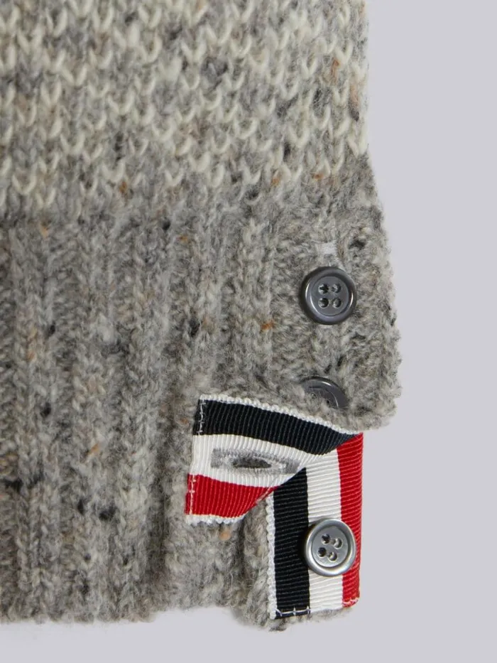 Mohair Tweed Fair Isle Crew Neck Pullover Light Grey GirlsBoys Thom Browne Knitwear