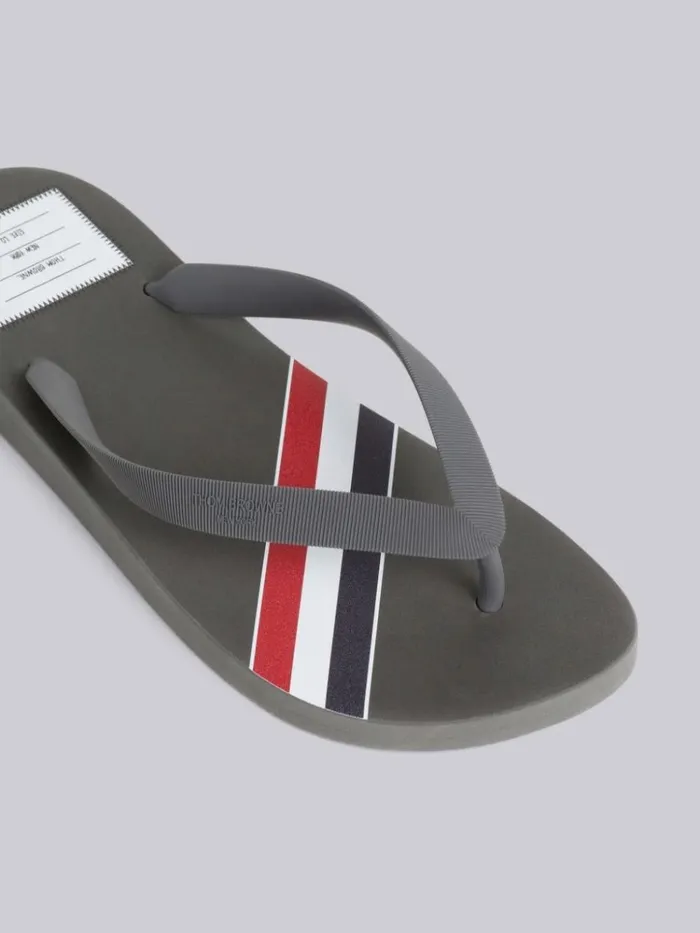 Molded Rubber Stripe Flip Flop Medium Grey Women Thom Browne Slippers and Sandals