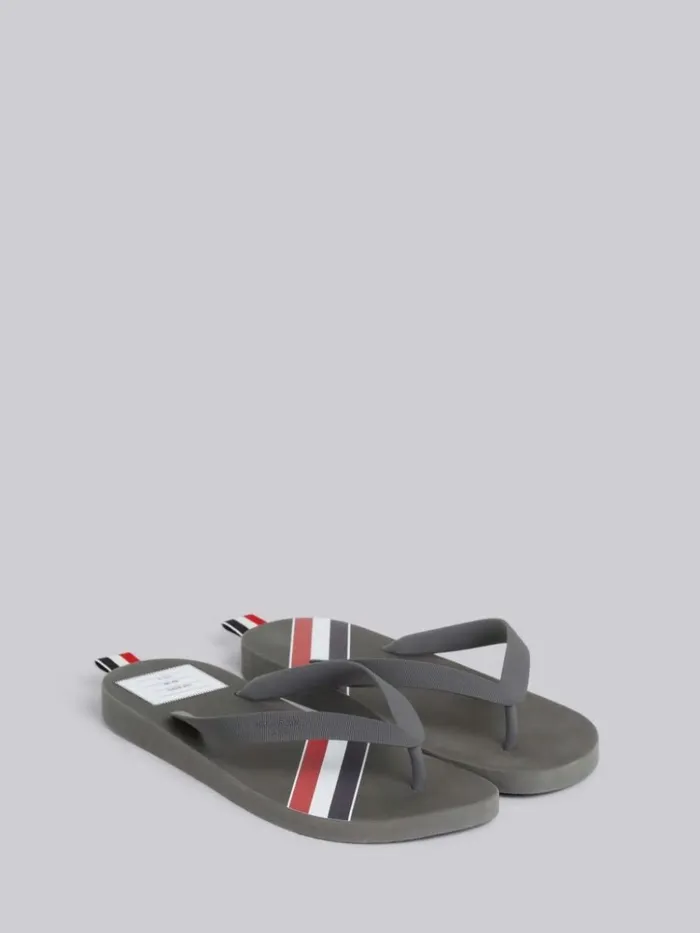 Molded Rubber Stripe Flip Flop Medium Grey Women Thom Browne Slippers and Sandals