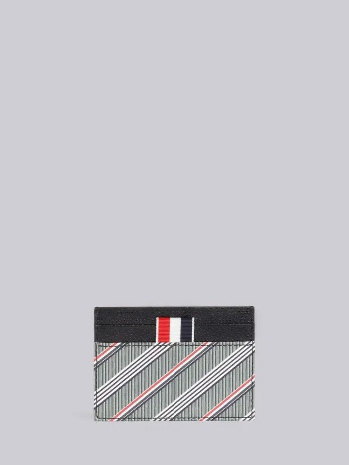 Monogram Coated Canvas Double Sided Card Holder Medium Grey WomenMen Thom Browne Purses and Wallets