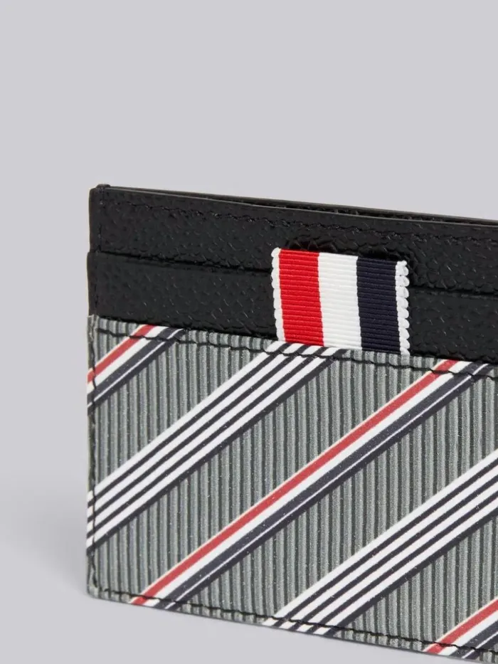 Monogram Coated Canvas Double Sided Card Holder Medium Grey WomenMen Thom Browne Purses and Wallets