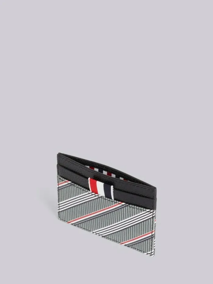 Monogram Coated Canvas Double Sided Card Holder Medium Grey WomenMen Thom Browne Purses and Wallets