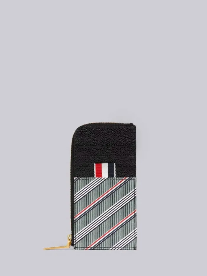 Monogram Coated Canvas Half Zip Around Wallet Medium Grey WomenMen Thom Browne Purses and Wallets