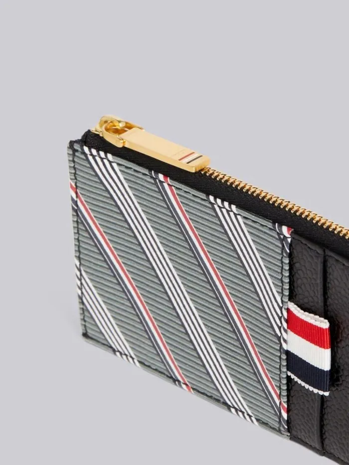 Monogram Coated Canvas Half Zip Around Wallet Medium Grey WomenMen Thom Browne Purses and Wallets